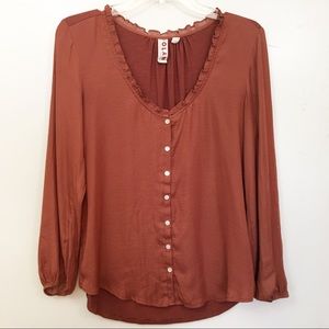 Anthropologie Terracotta Button-Down Blouse
